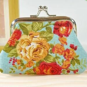 Floral kiss clasp coin purse